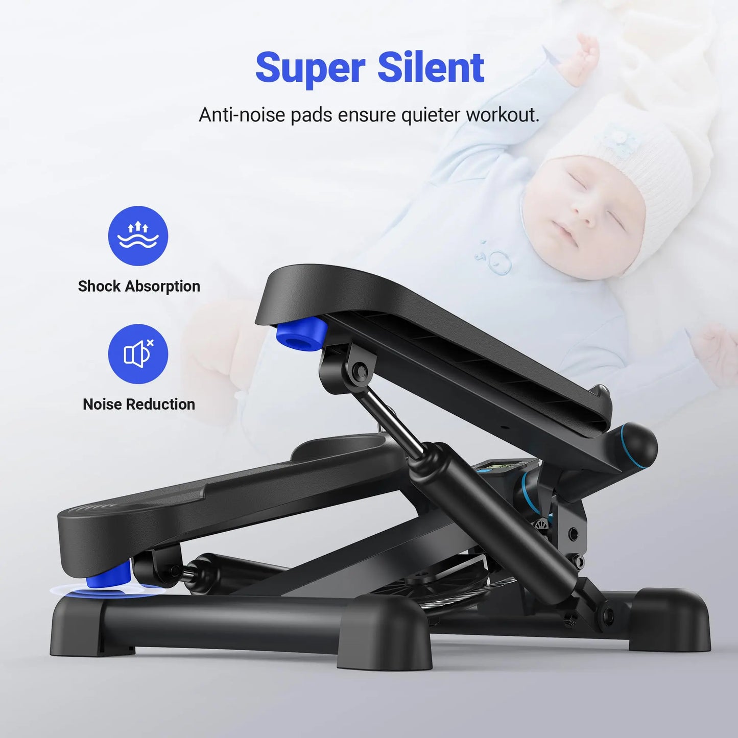 MERACH Mini Stepper with Resistance Bands — 330lbs Capacity Fitness Stepper for Home Exercise & Twisting Workouts