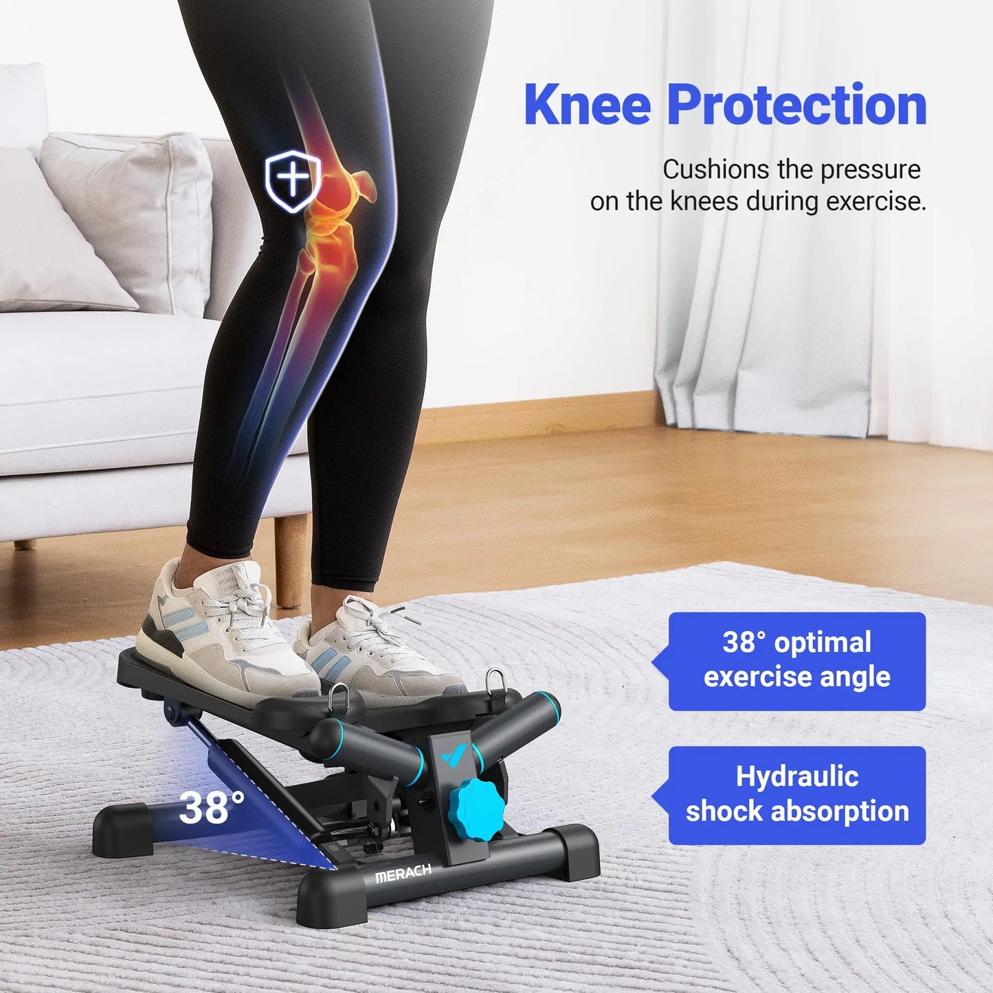 MERACH Mini Stepper with Resistance Bands — 330lbs Capacity Fitness Stepper for Home Exercise & Twisting Workouts