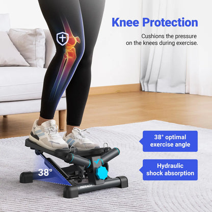 MERACH Mini Stepper with Resistance Bands — 330lbs Capacity Fitness Stepper for Home Exercise & Twisting Workouts