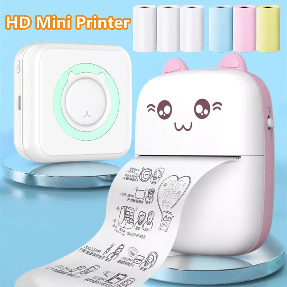 Portable HD Mini Thermal Printer - Universal 57mm Self-Adhesive Paper Label Sticker | Phone Picture & Photo Printing 2024