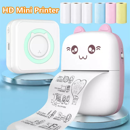 Portable HD Mini Thermal Printer - Universal 57mm Self-Adhesive Paper Label Sticker | Phone Picture & Photo Printing 2024
