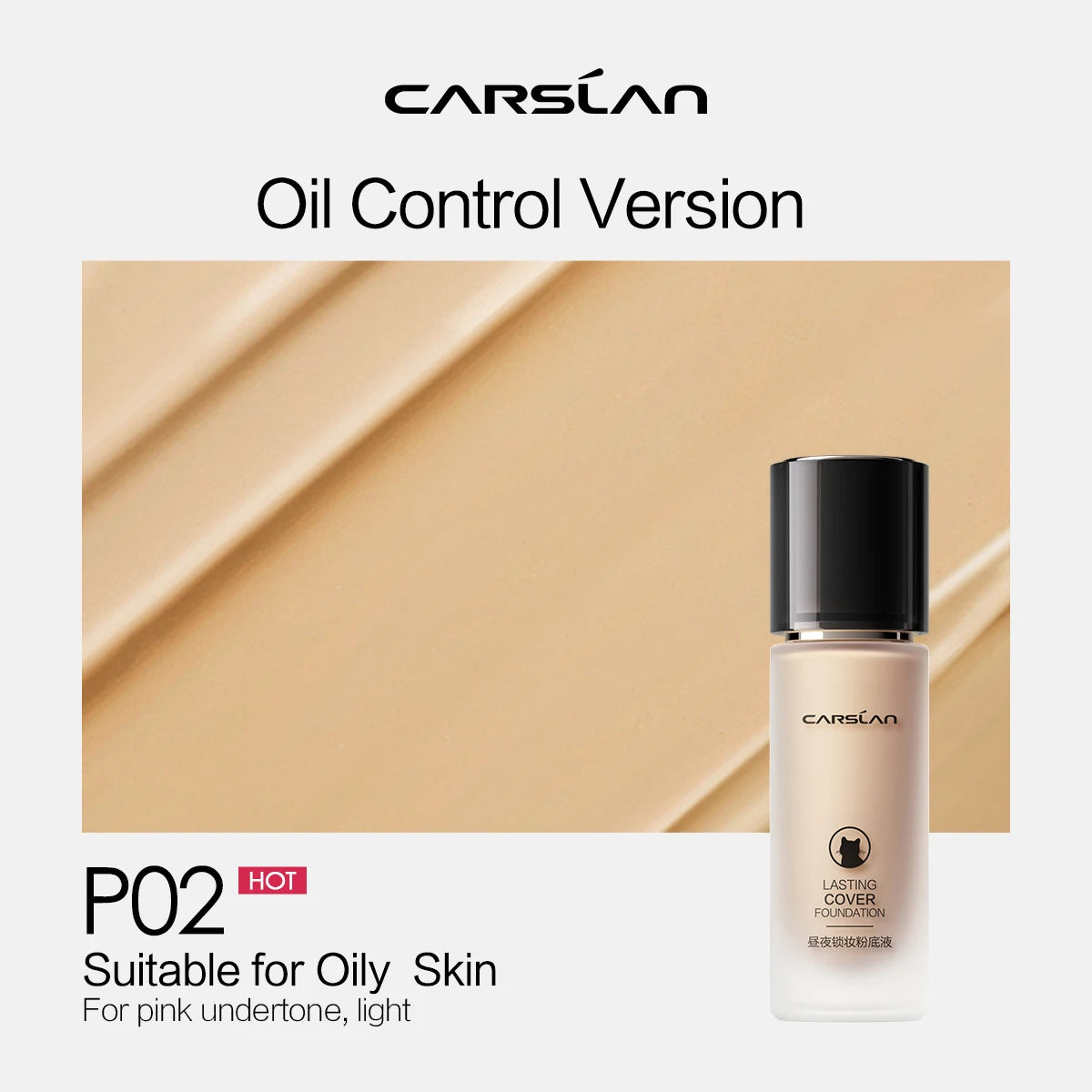 CARSLAN Long-Lasting Moisture Matte Liquid Foundation – Full Coverage Concealer, Whitening & Oil Control Face Base Makeup