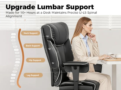 COMHOMA Big & Tall Office Chair – 400lbs High Back Leather Executive Chair with Ergonomic Lumbar Support & Pocket Spring Cushion