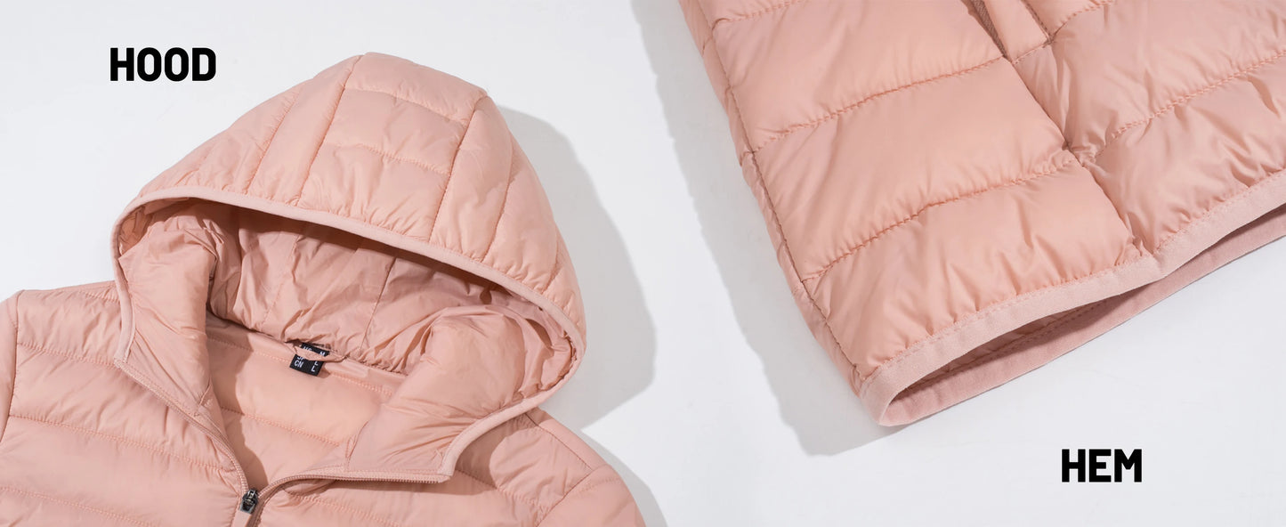 TACVASEN Women's Hooded Puffer Jacket – Full Zip Quilted Winter Coat, Lightweight Windbreaker Outerwear