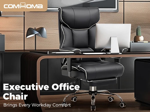 COMHOMA Big & Tall Office Chair – 400lbs High Back Leather Executive Chair with Ergonomic Lumbar Support & Pocket Spring Cushion