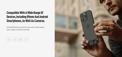 FULAI M X5 Wireless Lavalier Microphone – Quick Noise-Cancellation System for DSLR, iPhone, Android & YouTube Recording