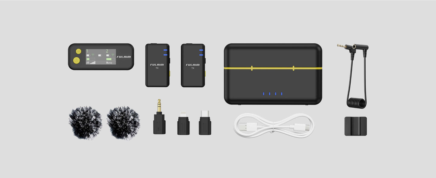 FULAI M X5 Wireless Lavalier Microphone – Quick Noise-Cancellation System for DSLR, iPhone, Android & YouTube Recording