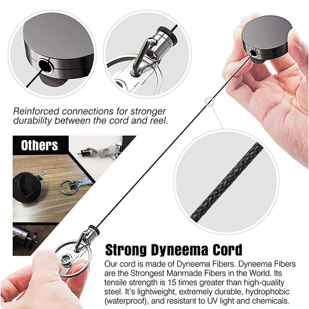 Retractable Metal Wire Keychain Badge Reel: ID Lanyard Holder with Recoil Chain Clips - Outdoor Key Ring Accessory