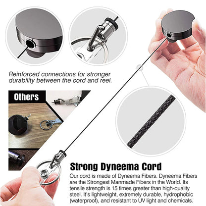 Retractable Metal Wire Keychain Badge Reel: ID Lanyard Holder with Recoil Chain Clips - Outdoor Key Ring Accessory