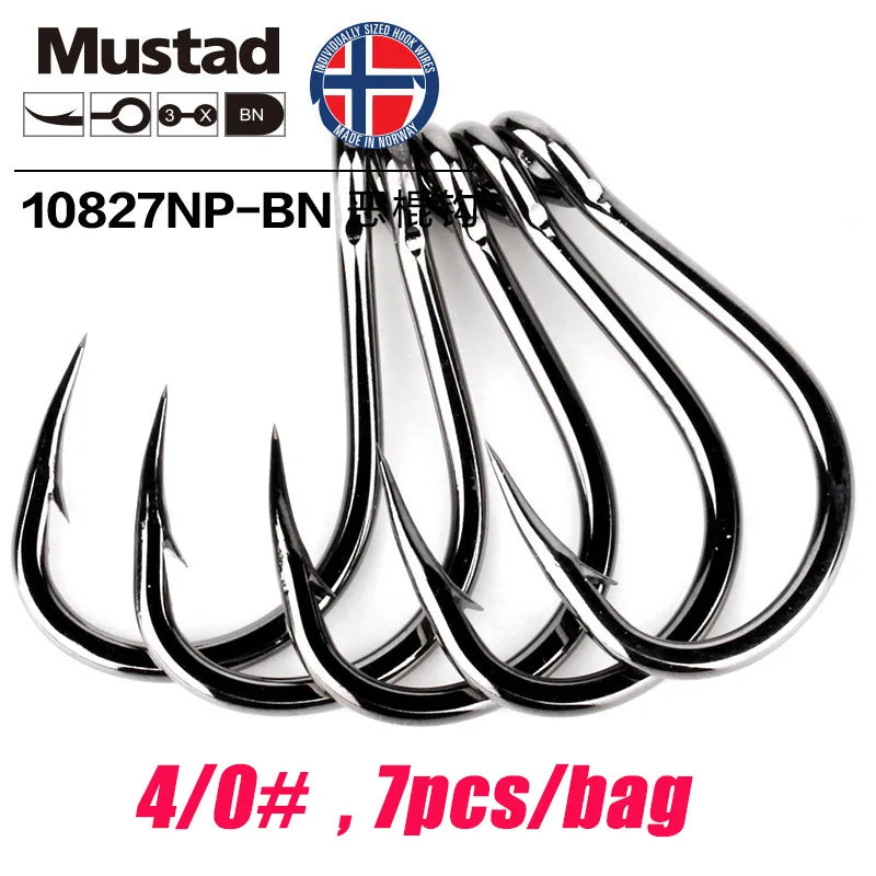 Mustad Norway Sea Fishing Hooks – Super Strong Big Circle Hooks, Sizes 1#-12/0# 10827NP-BN