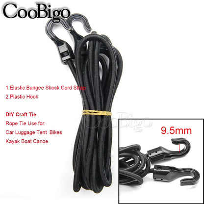 Heavy Duty Elastic Bungee Cord with Plastic Hooks - Shock Strap for Car, Luggage, Tents, Kayaks, Bikes and Boats