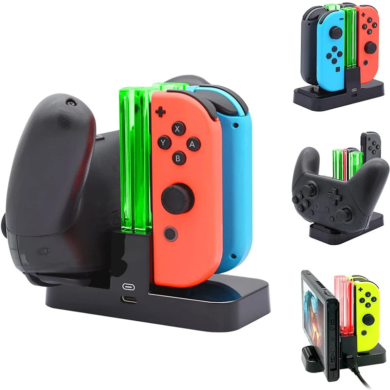 4-in-1 Charging Dock for Nintendo Switch OLED — Joy-Con & Pro Controller Charging Stand