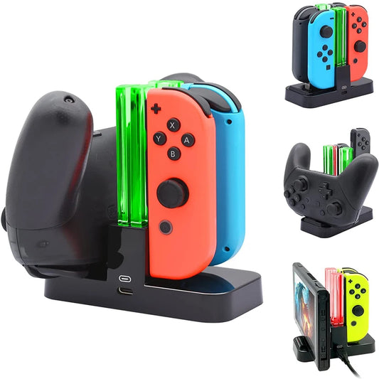 4-in-1 Charging Dock for Nintendo Switch OLED — Joy-Con & Pro Controller Charging Stand