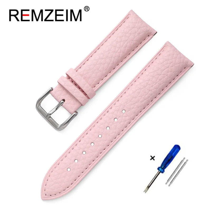 Genuine Calfskin Leather Watch Strap – Men's & Women's Band Accessories, 12mm-22mm, Green, Blue, Red