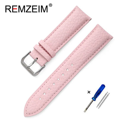 Genuine Calfskin Leather Watch Strap – Men's & Women's Band Accessories, 12mm-22mm, Green, Blue, Red