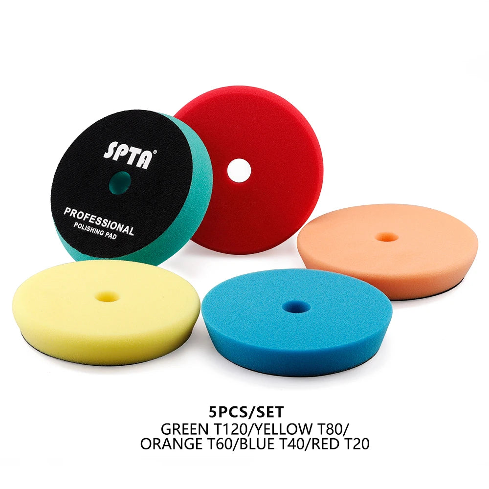 SPTA Car Buffing Polishing Pads – 3", 5", 6" T-Shape Sponge for DA/RO/GA Buffer Polisher