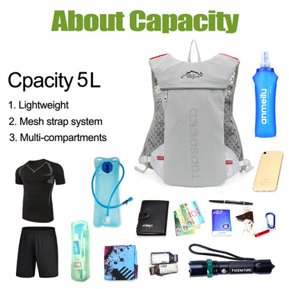 5L Ultralight Outdoor Trail Running Backpack — Hydration Vest with 500ML Water Bottle for Men