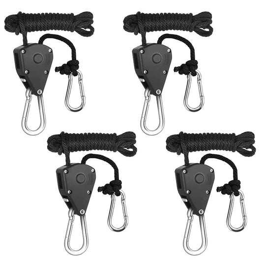 Heavy Duty Adjustable Rope Hanger - Pulley Ratchets for Kayak and Canoe Boat Bow Stern Rope Lock - Tie Down Straps (8pcs/4pcs/2pcs)