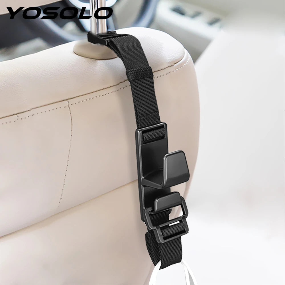 YOSOLO Universal Car Seat Headrest Hook – Adjustable Auto Hanger for Bags & Groceries