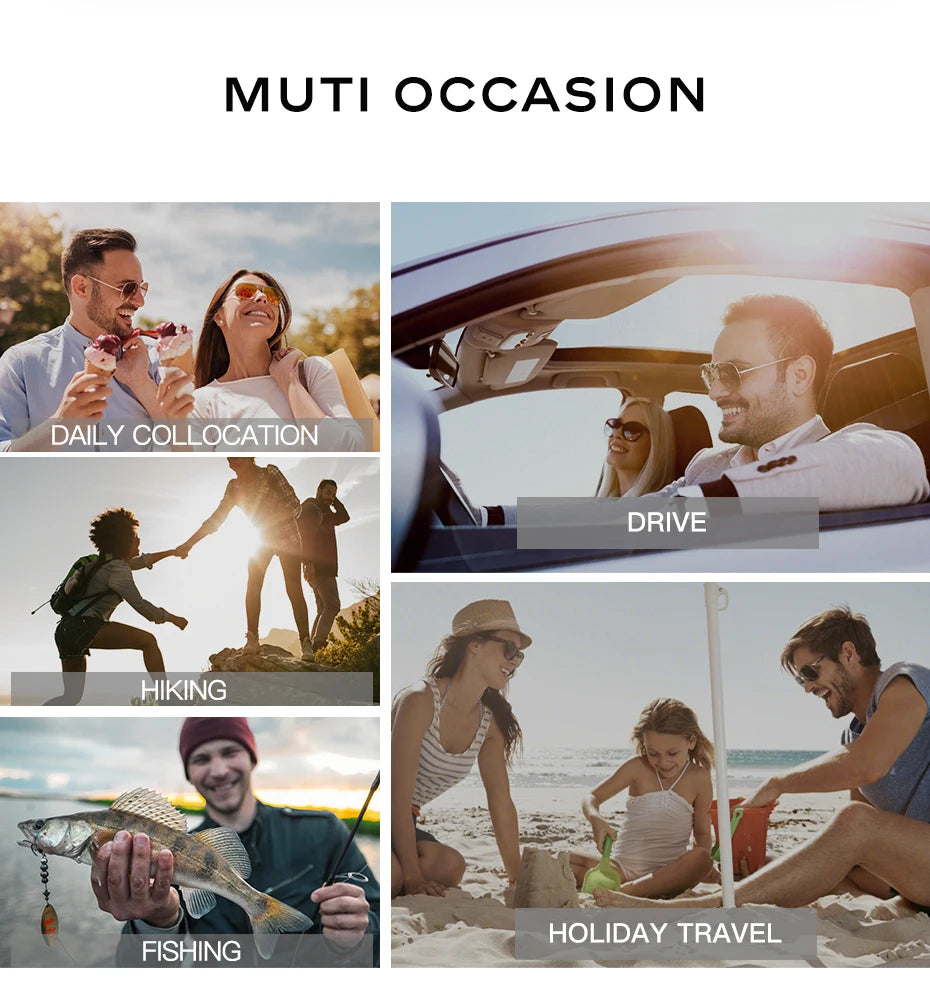 CAPONI Square Photochromic Polarized Sunglasses for Men - Rimless, Classic Design, UV400 Protection Eyewear (BS7467)