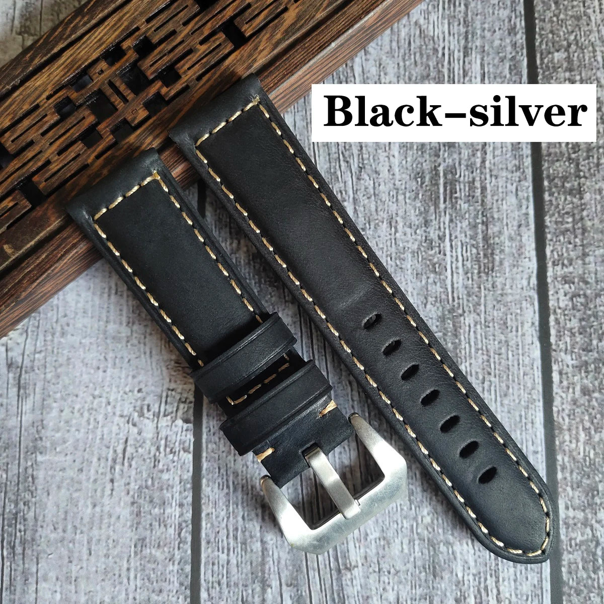 Genuine Leather Watch Band for Panerai Luminor & Radiomir – 18mm-24mm High-Quality Strap with Stainless Steel Buckle