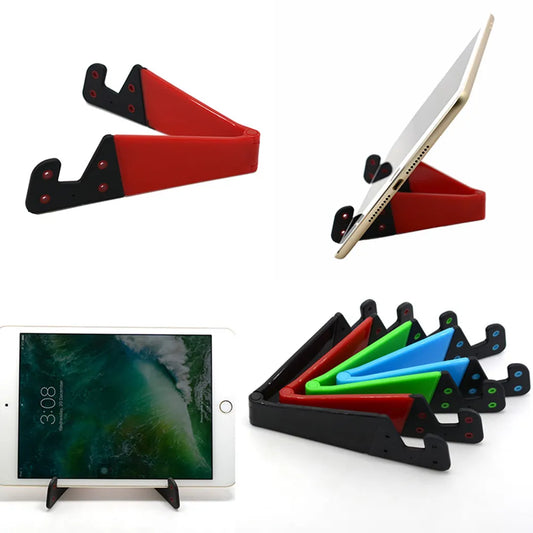 V-Shaped Universal Foldable Mobile Cell Phone Stand: Adjustable Holder for Smartphone & Tablet - Convenient Support Bracket Mount