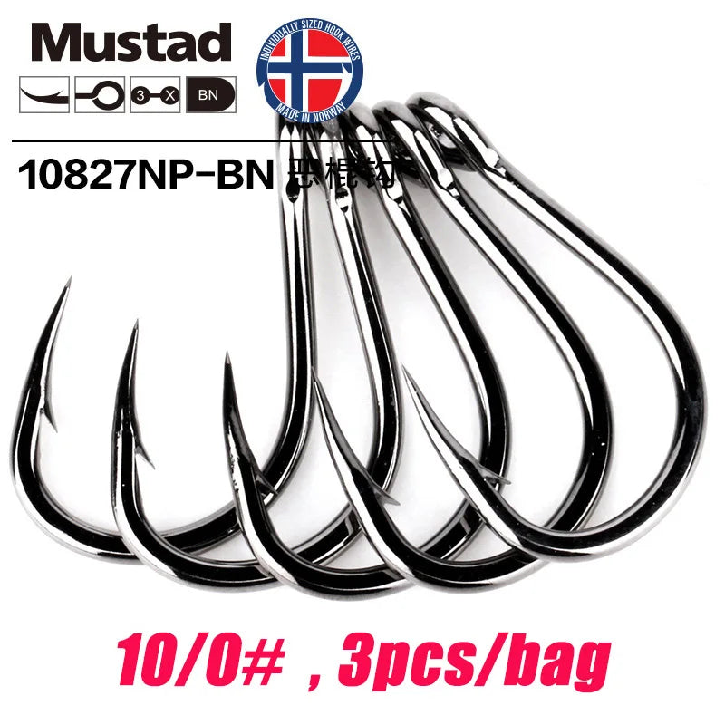 Mustad Norway Sea Fishing Hooks – Super Strong Big Circle Hooks, Sizes 1#-12/0# 10827NP-BN