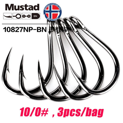 Mustad Norway Sea Fishing Hooks – Super Strong Big Circle Hooks, Sizes 1#-12/0# 10827NP-BN