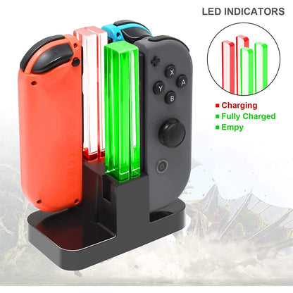 Nintendo Switch 4-Controller Charging Dock — LED Indicator Charging Station for Joy-Con Accessories
