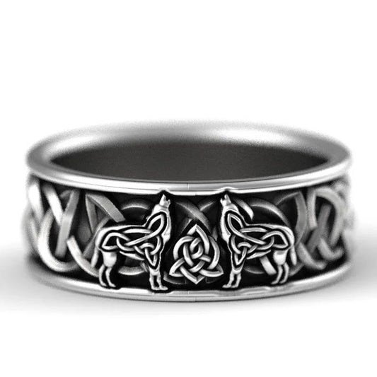 Huitan Viking Giant Wolf Ring – Nordic Mythology Totem, Unisex Punk Hip Hop Fashion Jewelry Gift