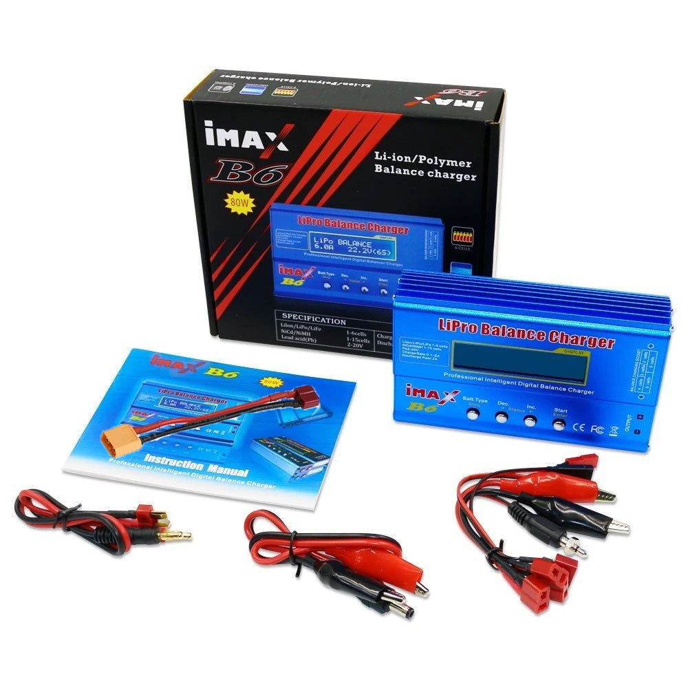 IMAX B6 Balance Charger for RC Helicopters – LCD NIMH/NICD Battery Discharger with 15A 6A Power Adapter