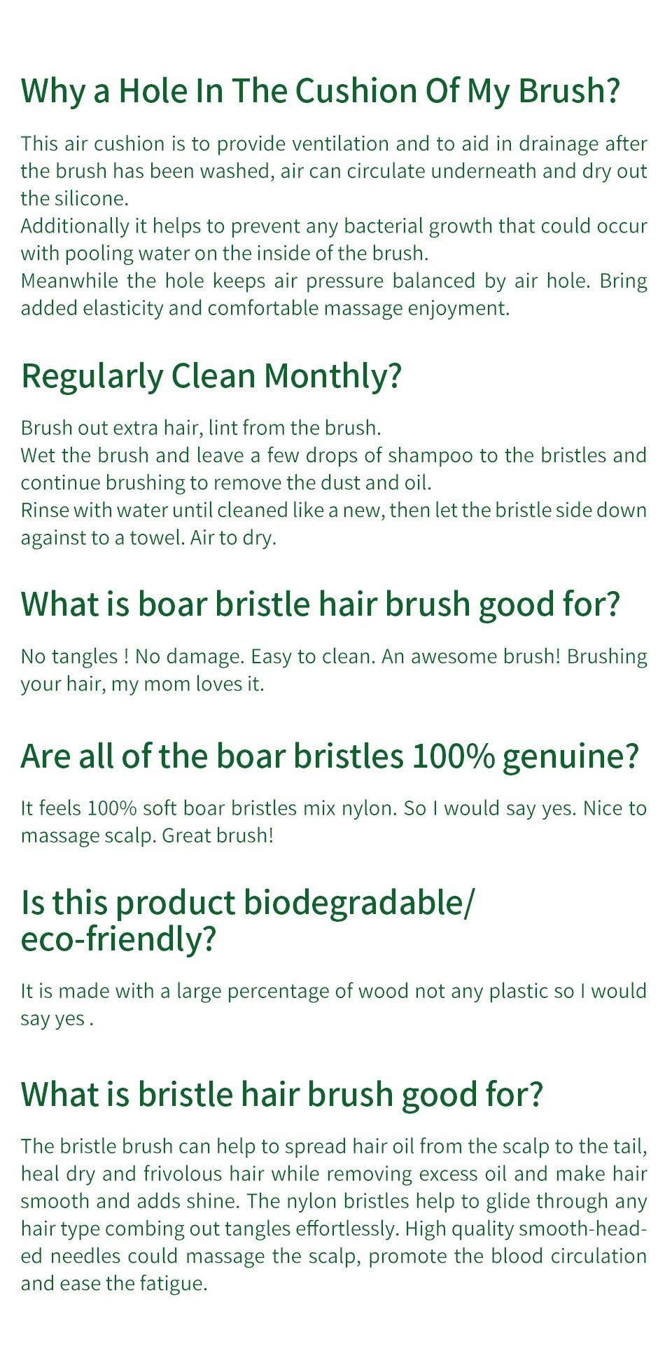 Bamboo Hair Brush for Women – Wide Tooth Styling Comb, Scalp Massage Brush for Smooth Hair & Barber Use