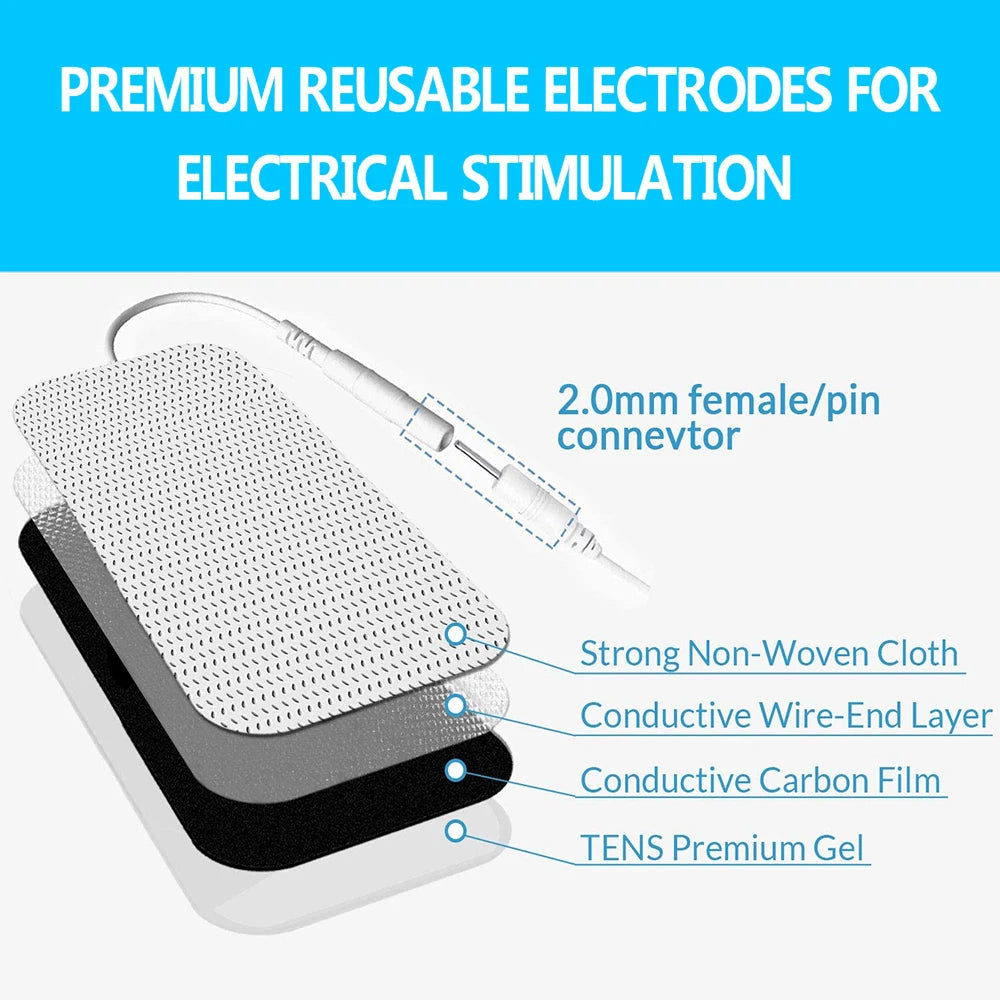 Therapeutic TENS Electrode Pads with Conductive Gel - Muscle Stimulator Massage Patches for Physiotherapy Relief & Pressure Pulse Therapy