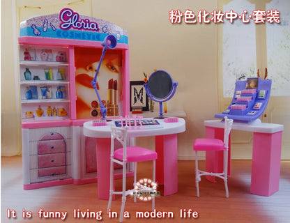 Princess Bathroom Furniture Set for Barbie Dollhouse – 30cm Accessories with Shower & Toilet