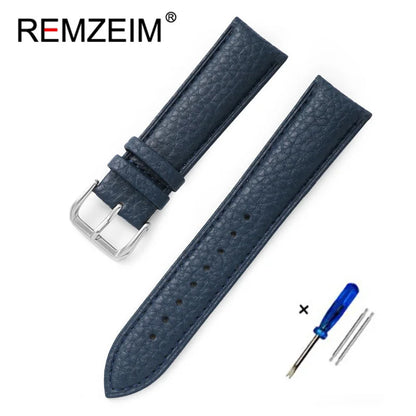 Genuine Calfskin Leather Watch Strap – Men's & Women's Band Accessories, 12mm-22mm, Green, Blue, Red
