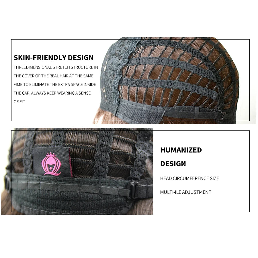 7JHH WIGS Popular Brown Ash Long Deep Wave Hair Lolita Wigs: Synthetic Wig with Bangs, Fashionable Thick Curls for Women & Girls