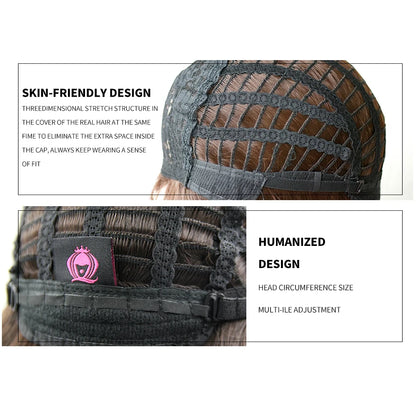 7JHH WIGS Popular Brown Ash Long Deep Wave Hair Lolita Wigs: Synthetic Wig with Bangs, Fashionable Thick Curls for Women & Girls