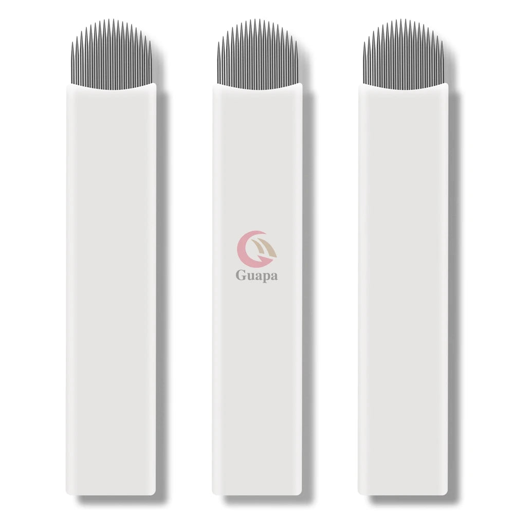 White Microblading Needles – 9/11/12/14/18/21 for Permanent Makeup, Eyebrow Tattoo & Embroidery Pen Supplies