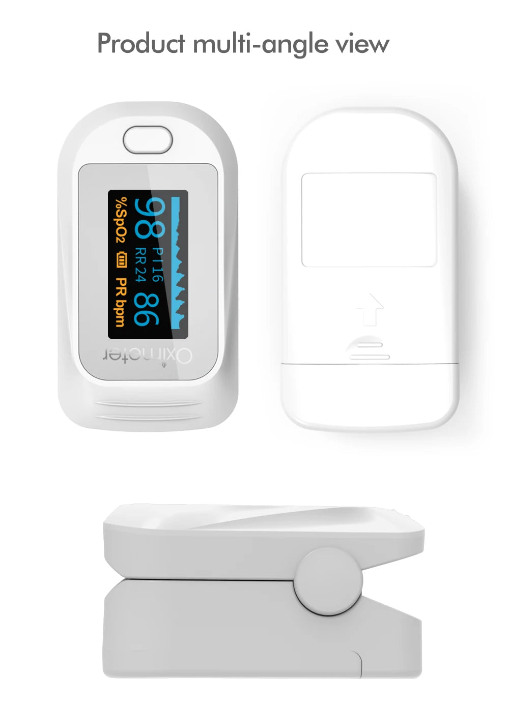 KIUZOU Finger Pulse Oximeter – SPO2, PR, PI, RR Blood Oxygen Monitor with OLED Display