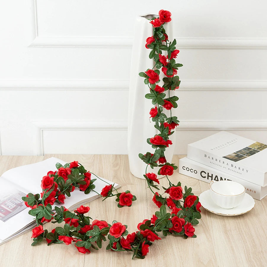 250CM Artificial Rose Flower Vine — Wedding, Home, Garden, Christmas & DIY Decoration Arch