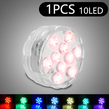 10 LED RGB Underwater Pool Light – Remote Control, Battery Operated, Waterproof Dive Lamp for Aquarium, Vase, and Fish Tank