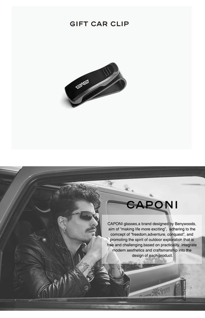 CAPONI Square Photochromic Polarized Sunglasses for Men - Rimless, Classic Design, UV400 Protection Eyewear (BS7467)