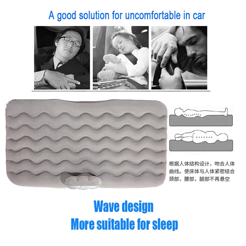 Universal Car Air Inflatable Travel Mattress – Back Seat Sofa Pillow & Camping Cushion