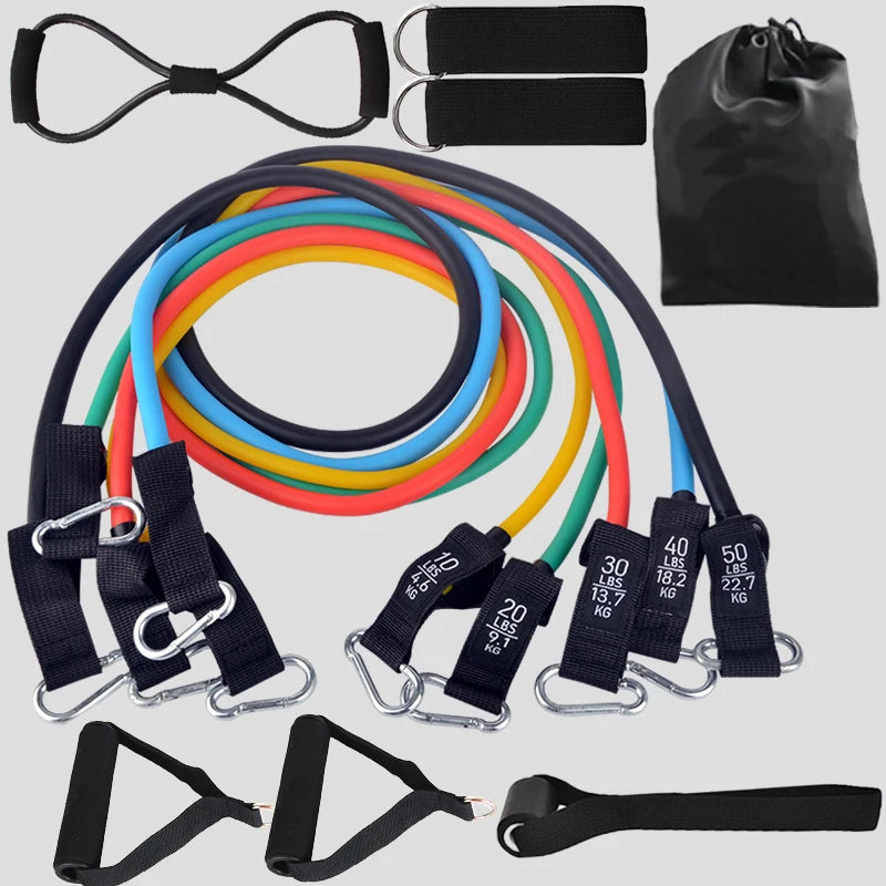 12PCS Resistance Bands Set – Professional Bodybuilding & Weight Training Equipment, Elastic Rubber Bands for Home Gym Fitness