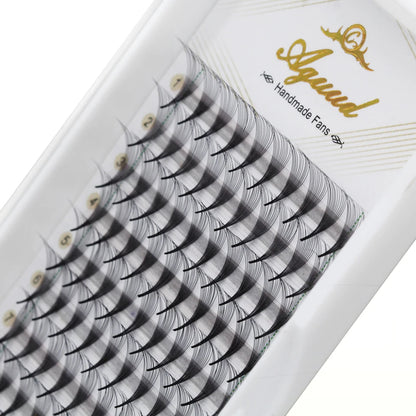 AGUUD 10-Tray Premade Volume Lashes – Super Fans with Needle Stem & Narrow Base for Eyelash Extensions
