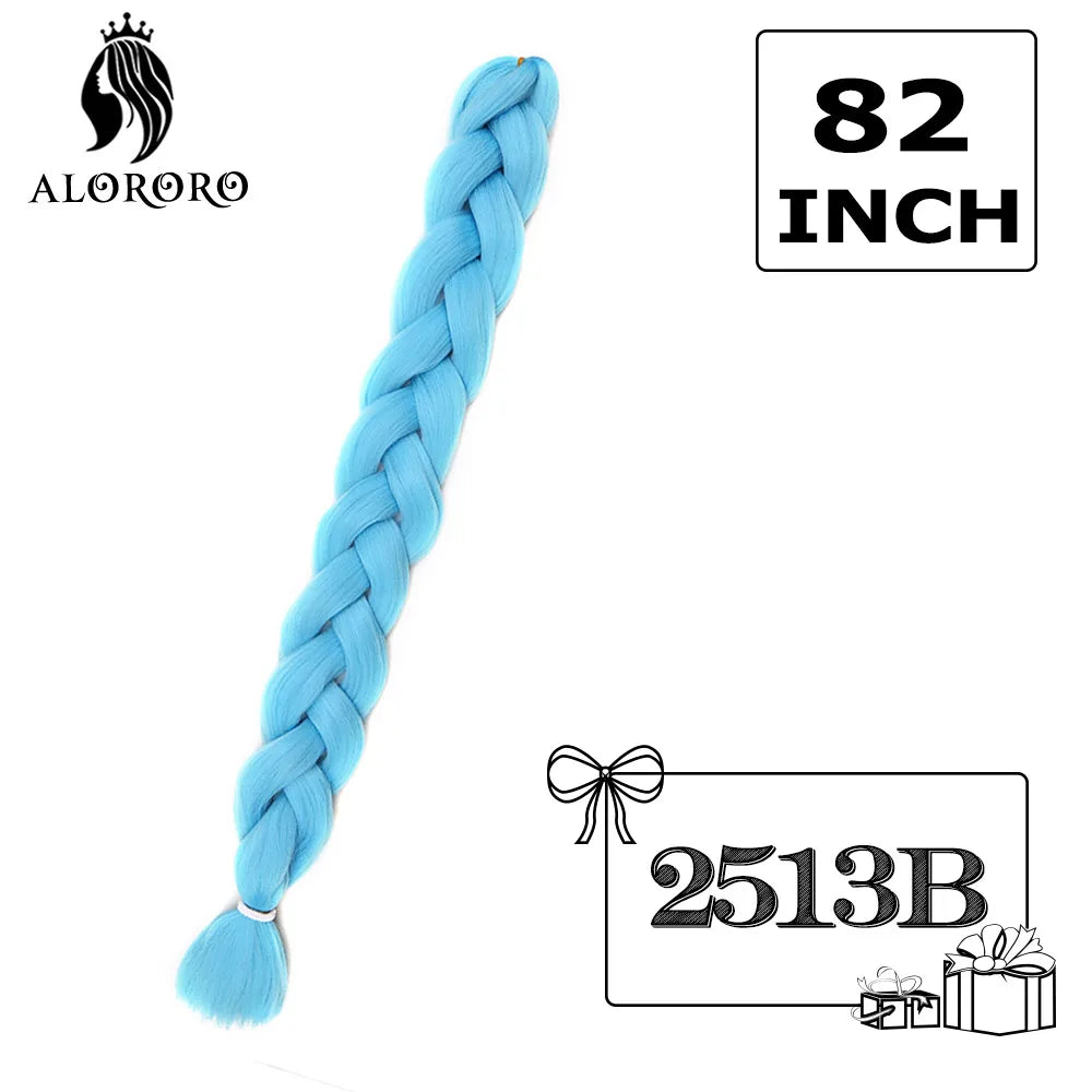 82-Inch Synthetic Braiding Hair Extensions – Jumbo Crochet Box Twist Braids in Green, Red, Pink & Yellow, Pure Color Wholesale