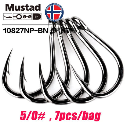 Mustad Norway Sea Fishing Hooks – Super Strong Big Circle Hooks, Sizes 1#-12/0# 10827NP-BN