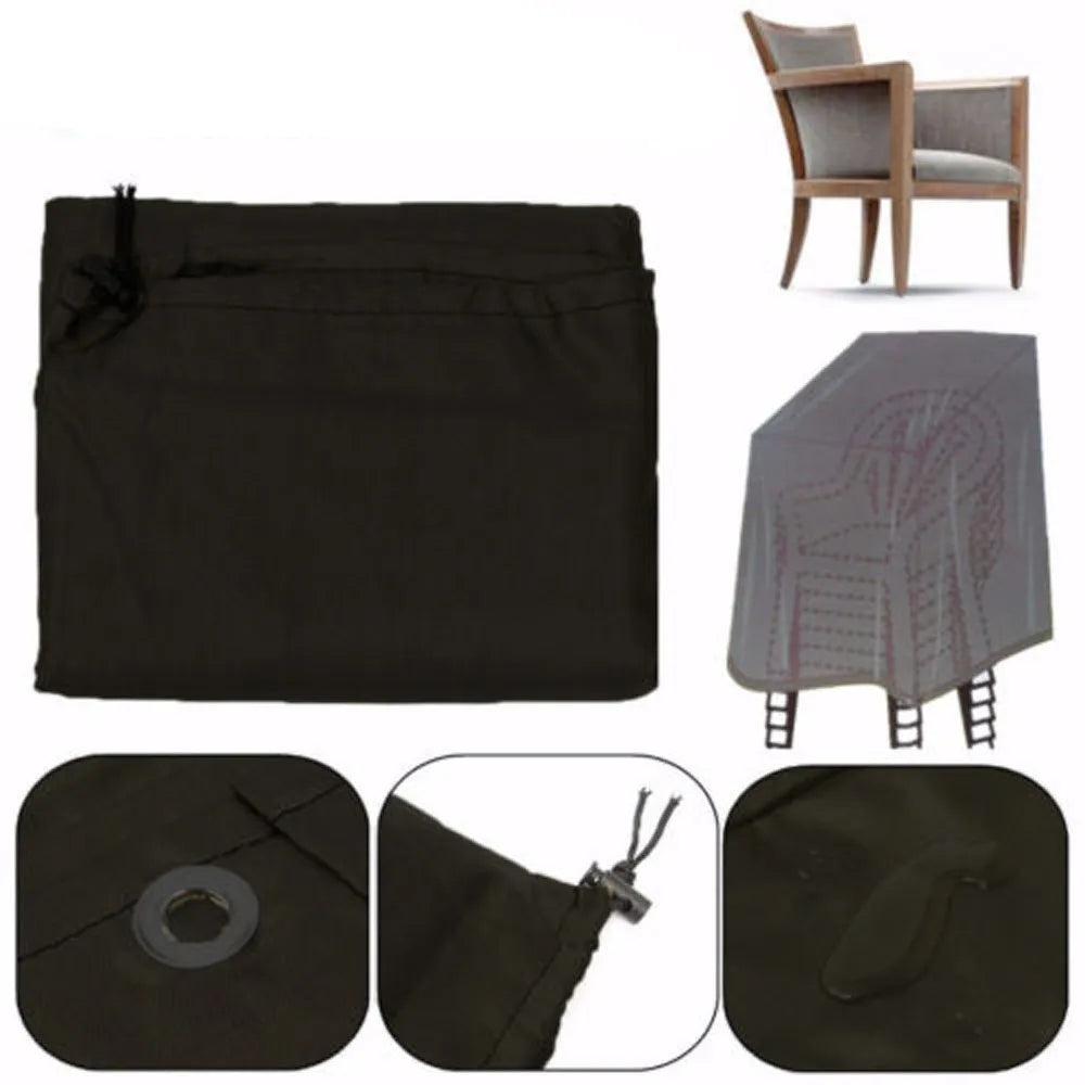 Stackable Chair Dust Cover — Waterproof Black Storage Bag for Garden & Terrace Furniture Protection