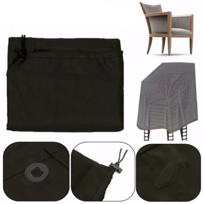 Stackable Chair Dust Cover — Waterproof Black Storage Bag for Garden & Terrace Furniture Protection