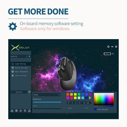 Delux M618XSD Seeker Ergonomic Vertical Mouse – OLED Screen, 4000DPI, Rechargeable 1000mA, Removable Back Cover